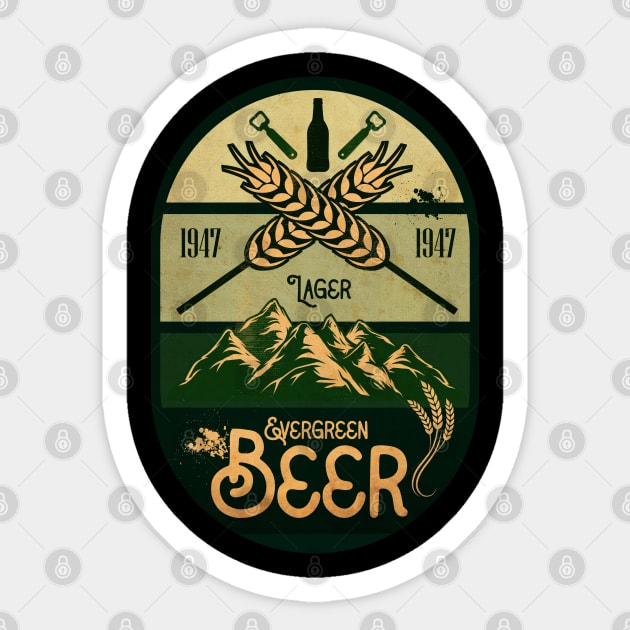 Evergreen Lager Beer Sticker by CTShirts